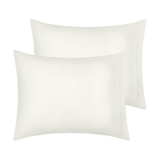 Polyester Pillow Cases Set of 2 for Hair and Skin, Cooling Pillow Covers with Envelope Closure