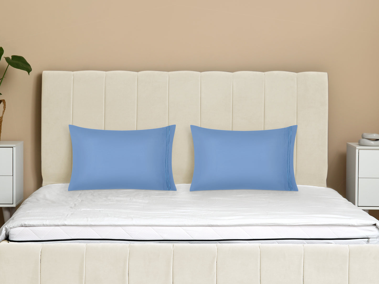 Polyester Pillow Cases Set of 2 for Hair and Skin, Cooling Pillow Covers with Envelope Closure