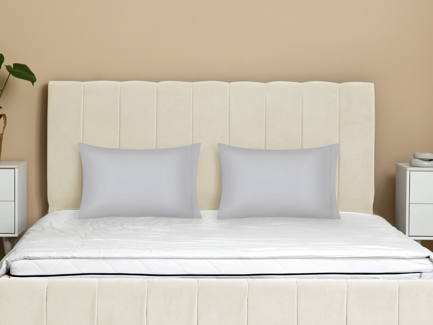 Polyester Pillow Cases Set of 2 for Hair and Skin, Cooling Pillow Covers with Envelope Closure