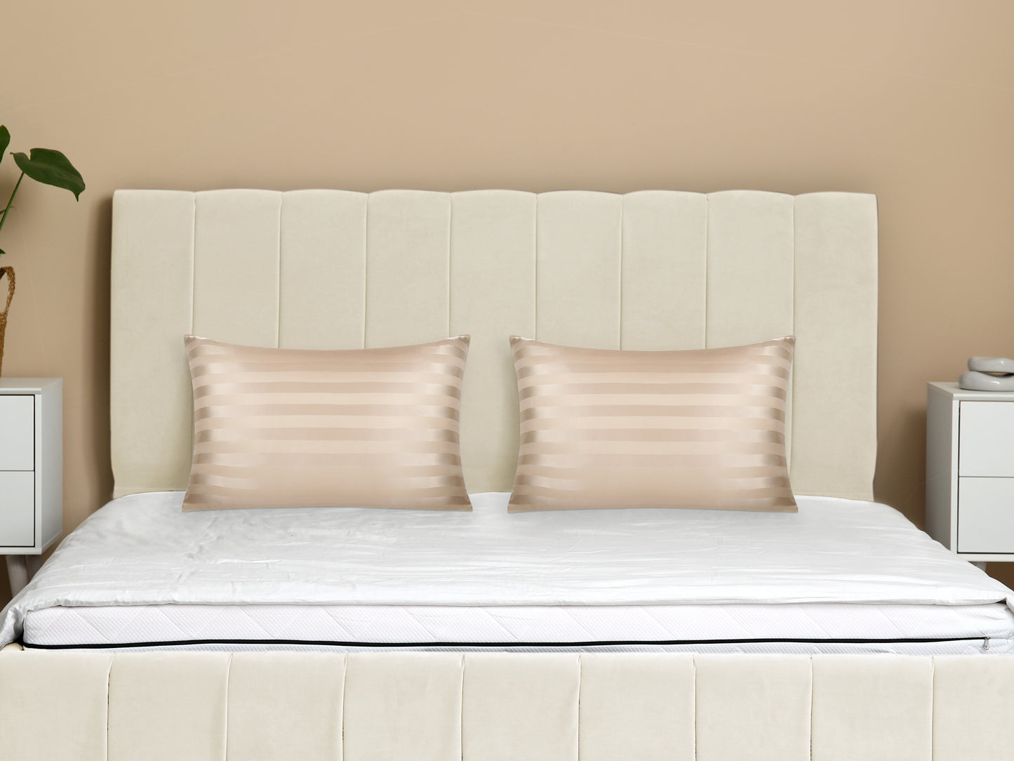 Satin Pillow Cases Set of 2 for Hair and Skin Breathable, Cooling Pillow Covers with Envelope Closure