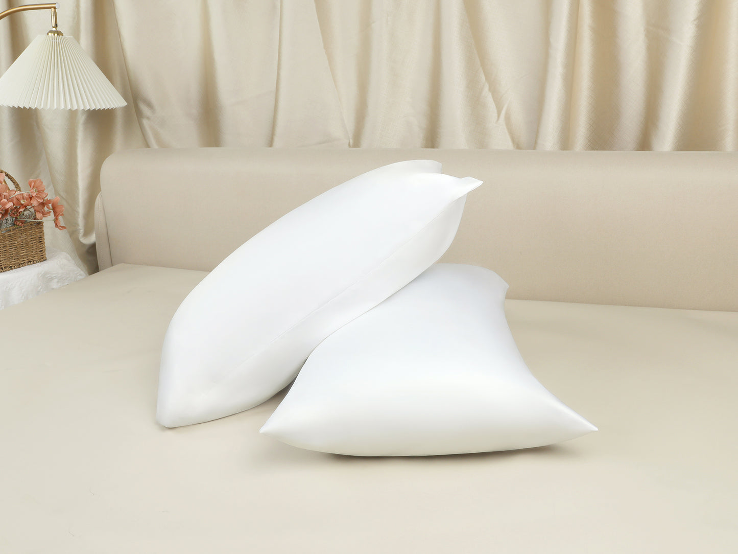 Satin Pillow Cases for Hair and Skin, Cooling Pillow Covers Set of 2 with Envelope Closure