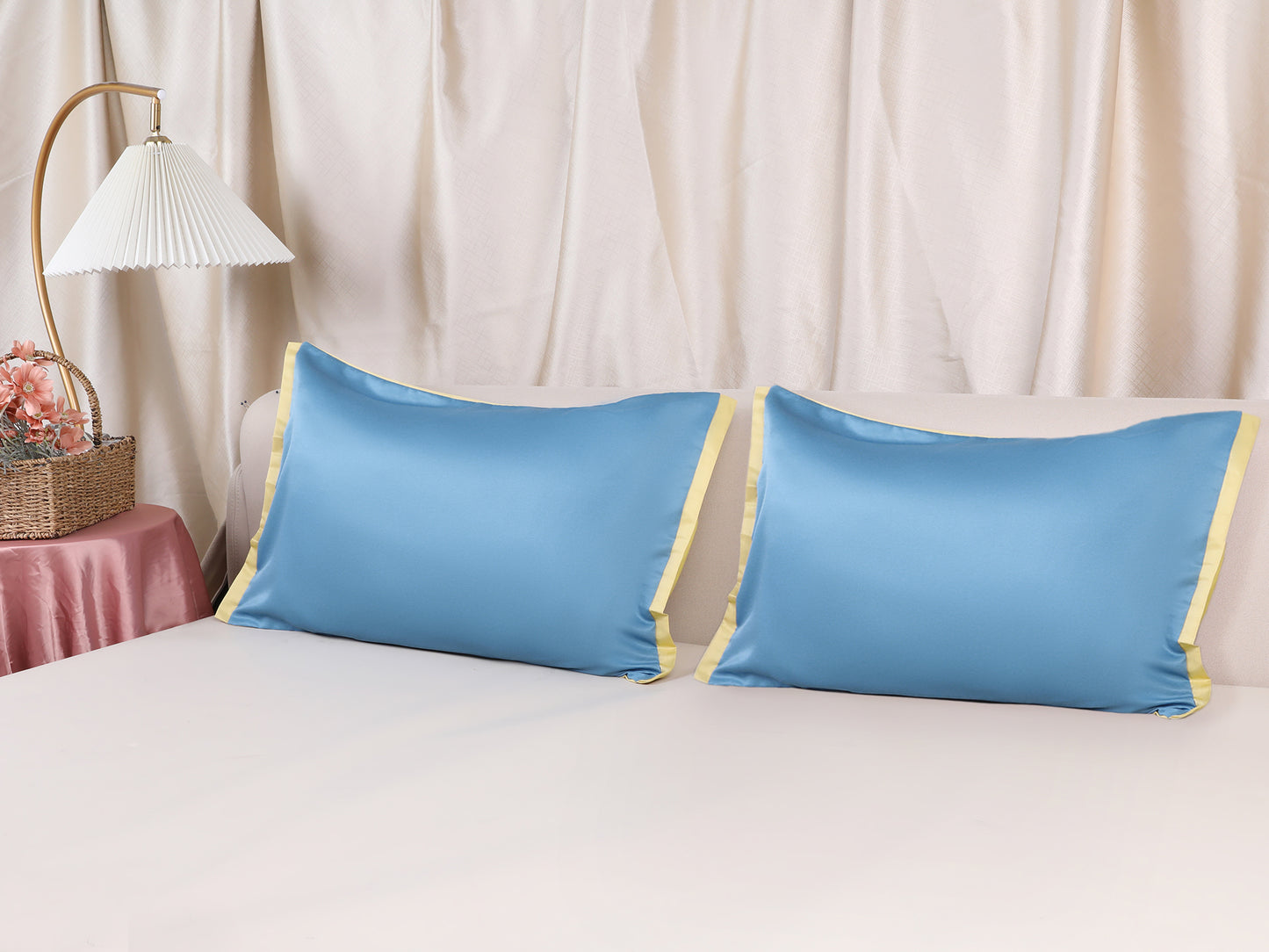 Pillow Cases Set of 2, Soft Satin Polyester Cooling Pillow Covers with Envelope Closure
