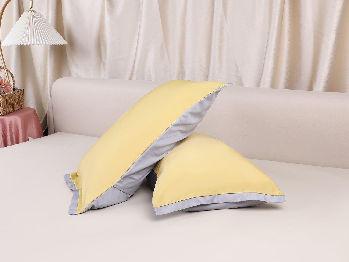 Pillow Cases Set of 2, Soft Satin Polyester Cooling Pillow Covers with Envelope Closure