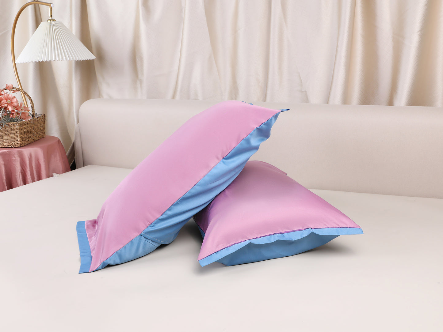 Pillow Cases Set of 2, Soft Satin Polyester Cooling Pillow Covers with Envelope Closure