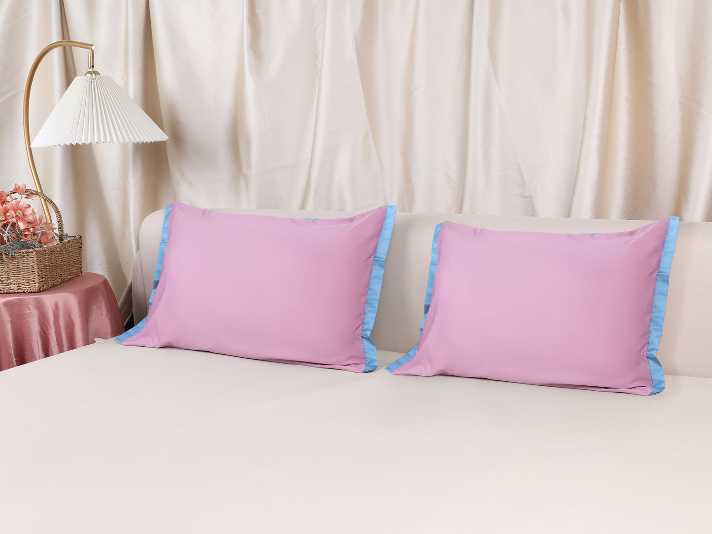 Pillow Cases Set of 2, Soft Satin Polyester Cooling Pillow Covers with Envelope Closure