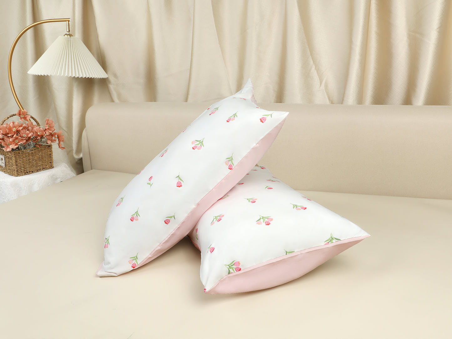 Pillowcase for Hair and Skin Breathable, Soft Floral Pillow Cases Set of 2 with Envelope Closure