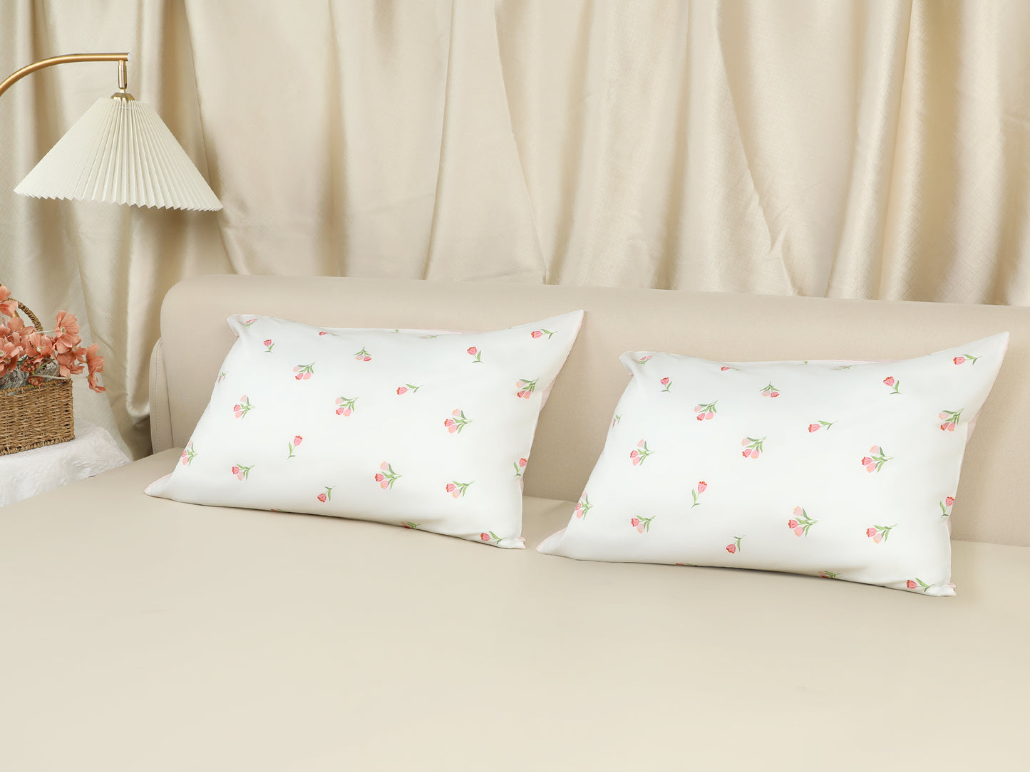 Pillowcase for Hair and Skin Breathable, Soft Floral Pillow Cases Set of 2 with Envelope Closure