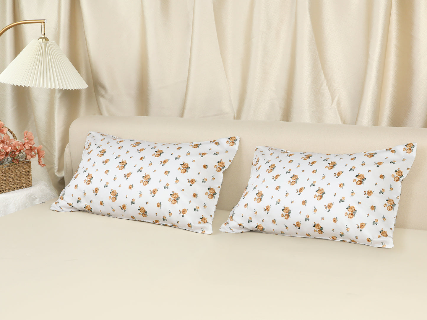 Pillowcase for Hair and Skin, Soft Cotton Floral Pillow Cases Set of 2 with Envelope Closure