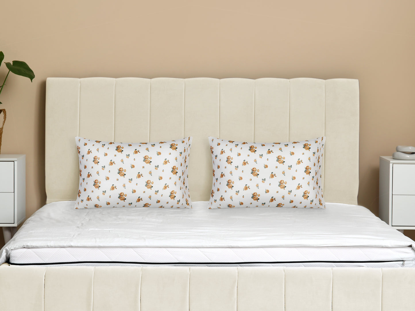 Pillowcase for Hair and Skin, Soft Cotton Floral Pillow Cases Set of 2 with Envelope Closure