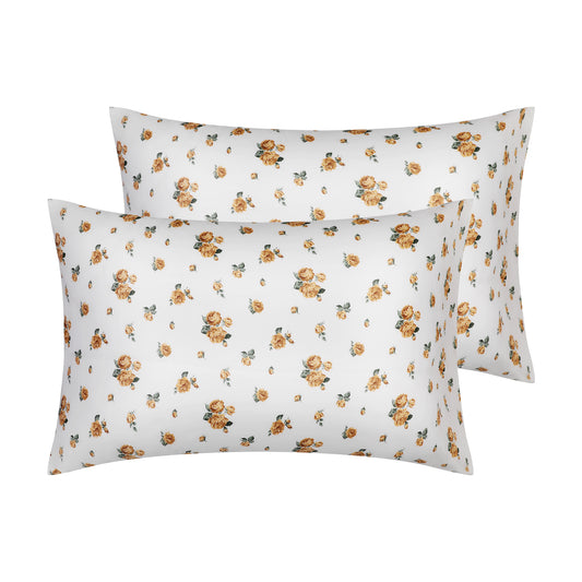 Pillowcase for Hair and Skin, Soft Cotton Floral Pillow Cases Set of 2 with Envelope Closure