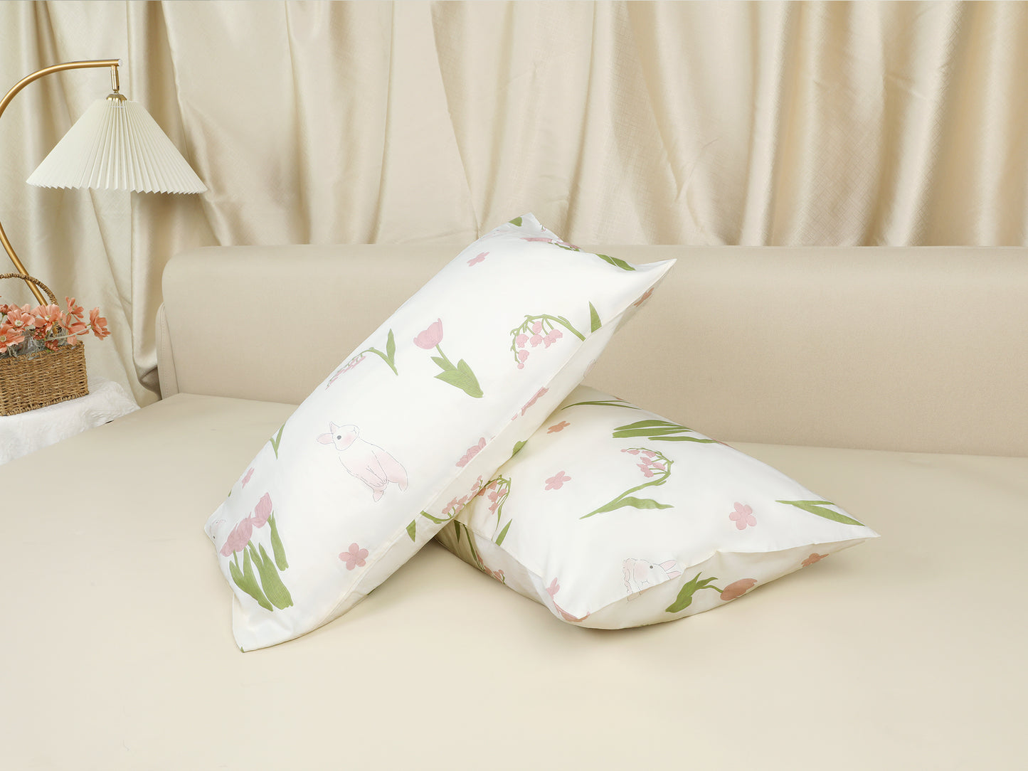 Pillowcase for Hair and Skin, Cotton Floral Pillow Cases Set of 2 with Envelope Closure