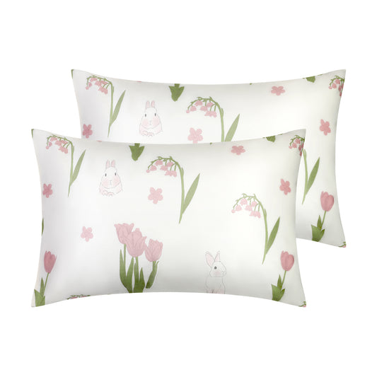 Pillowcase for Hair and Skin, Cotton Floral Pillow Cases Set of 2 with Envelope Closure