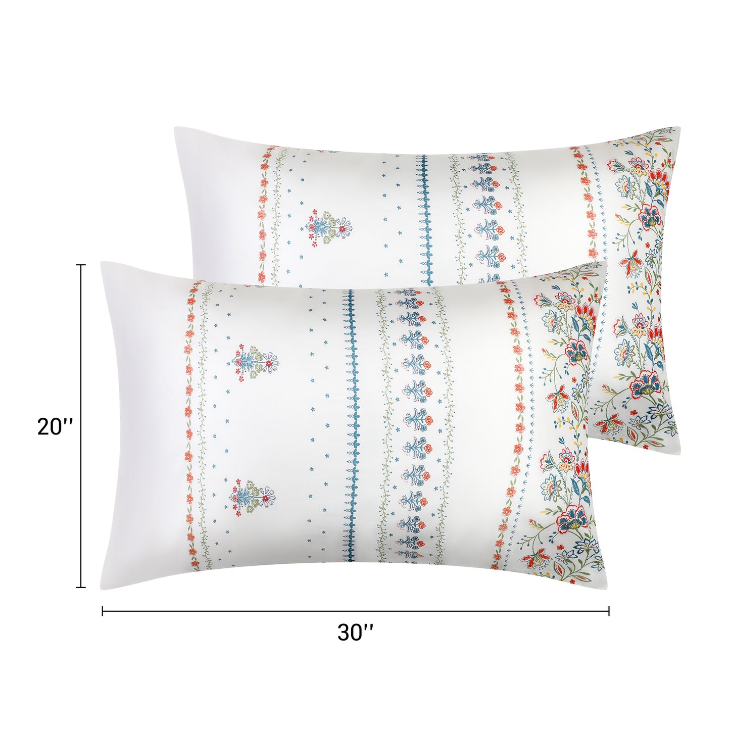 Pillowcase for Hair and Skin, Cotton Floral Pillow Cases Set of 2 with Envelope Closure