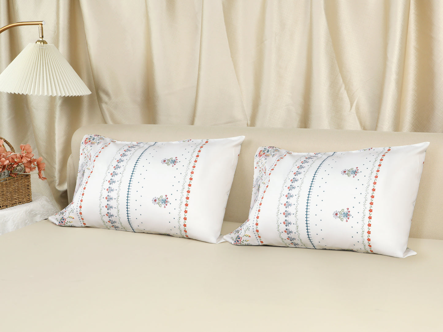 Pillowcase for Hair and Skin, Cotton Floral Pillow Cases Set of 2 with Envelope Closure