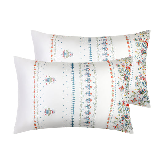 Pillowcase for Hair and Skin, Cotton Floral Pillow Cases Set of 2 with Envelope Closure