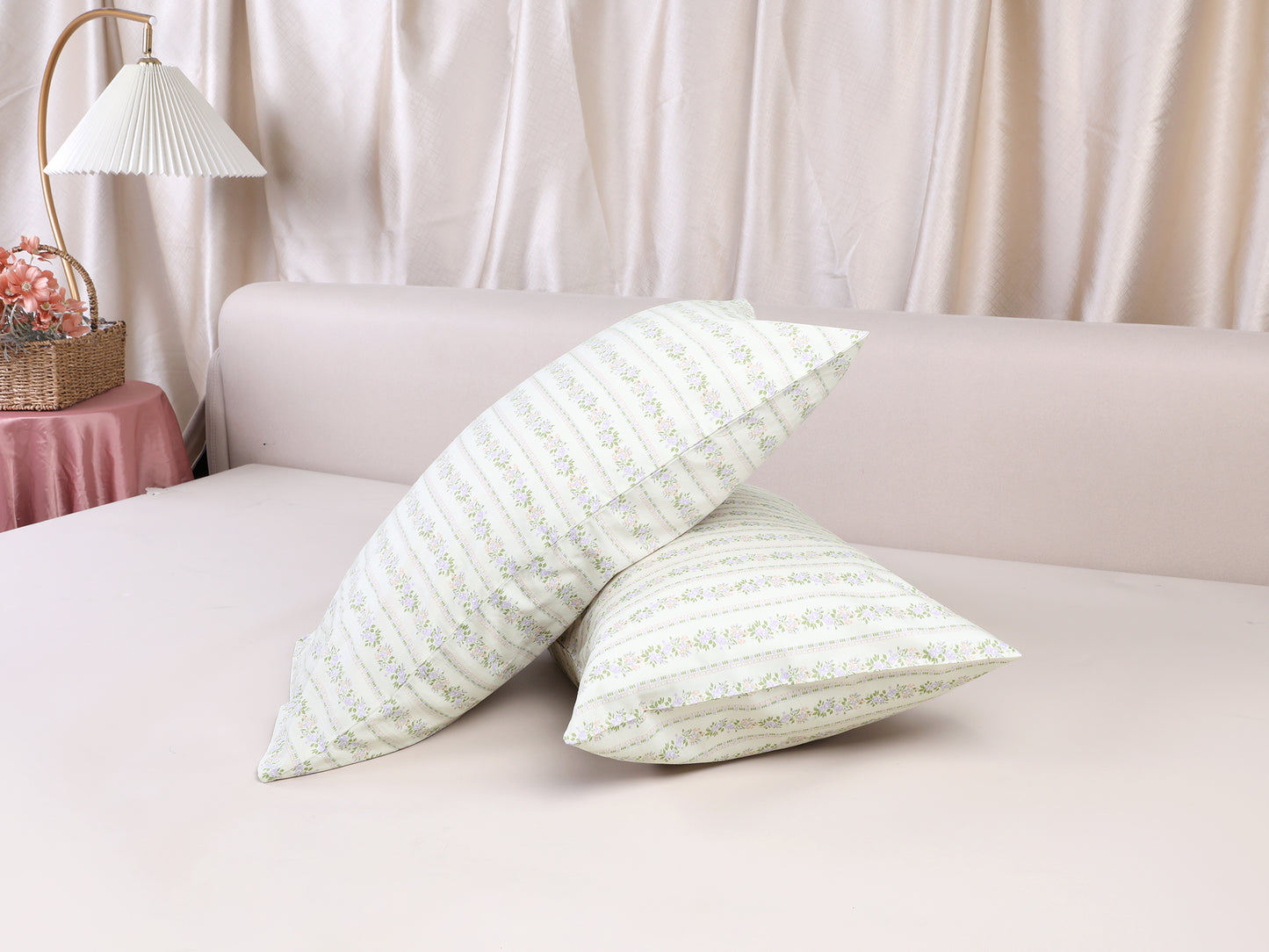 Pillowcase for Hair and Skin, Cotton Floral Pillow Cases Set of 2 with Envelope Closure