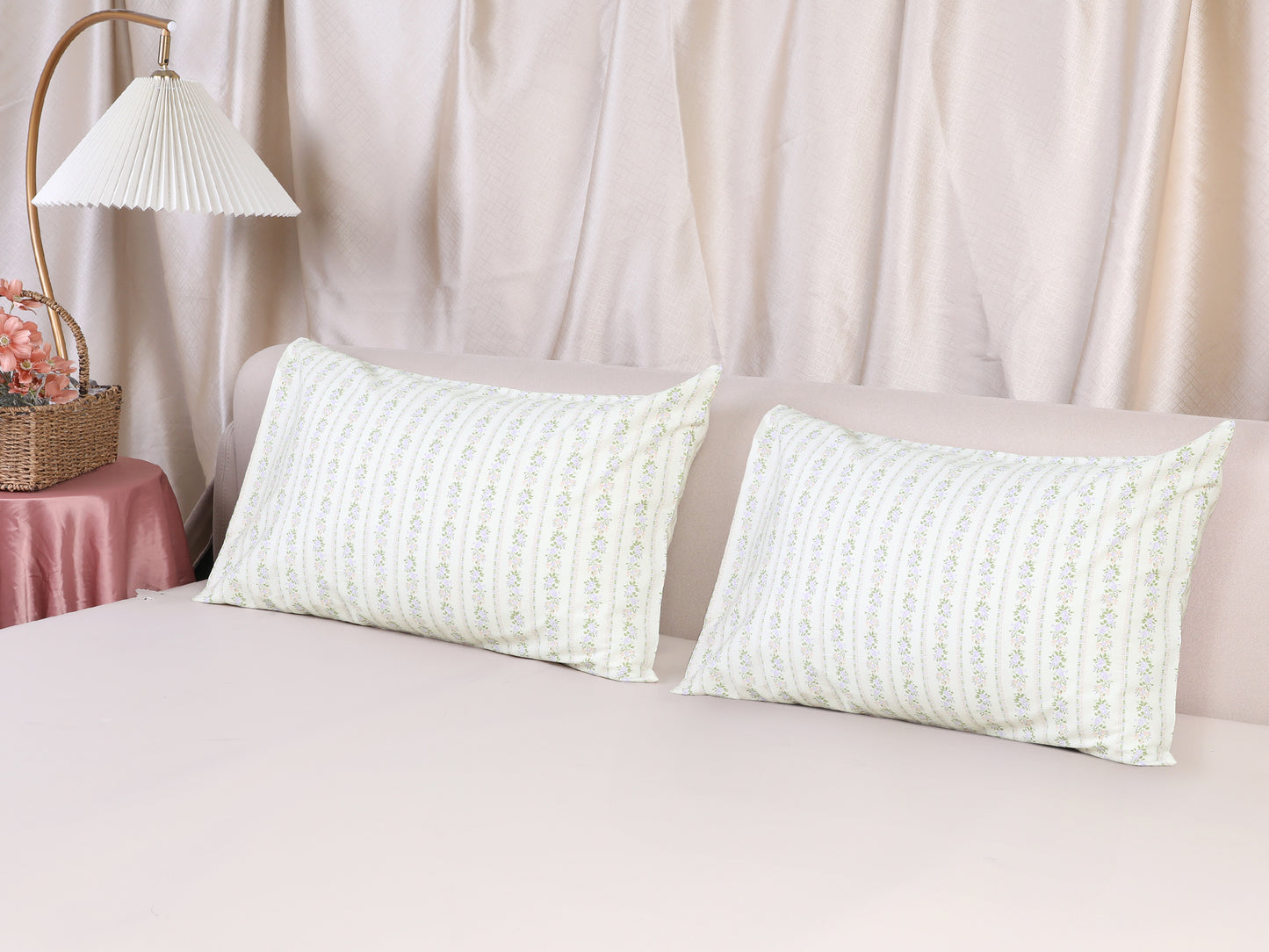 Pillowcase for Hair and Skin, Cotton Floral Pillow Cases Set of 2 with Envelope Closure