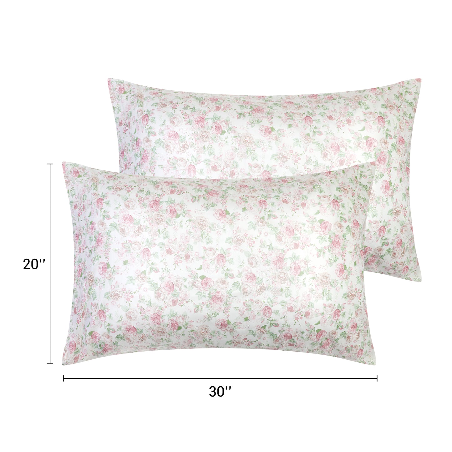 Pillowcase for Hair and Skin, Cotton Floral Pillow Cases Set of 2 with Envelope Closure