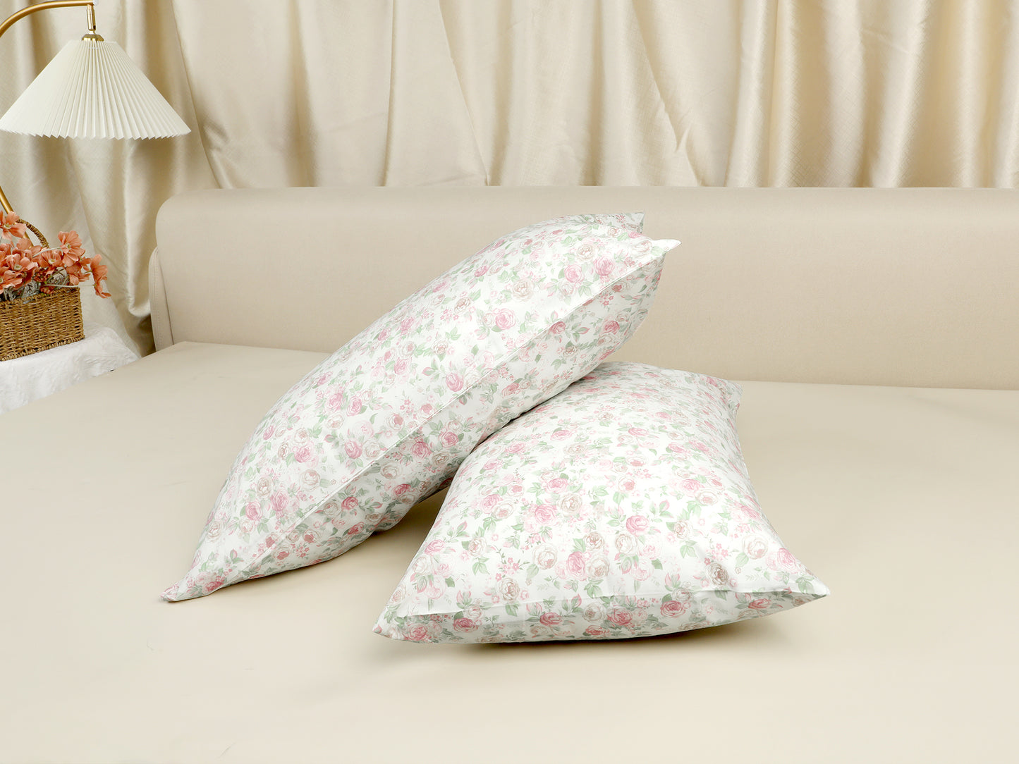 Pillowcase for Hair and Skin, Cotton Floral Pillow Cases Set of 2 with Envelope Closure