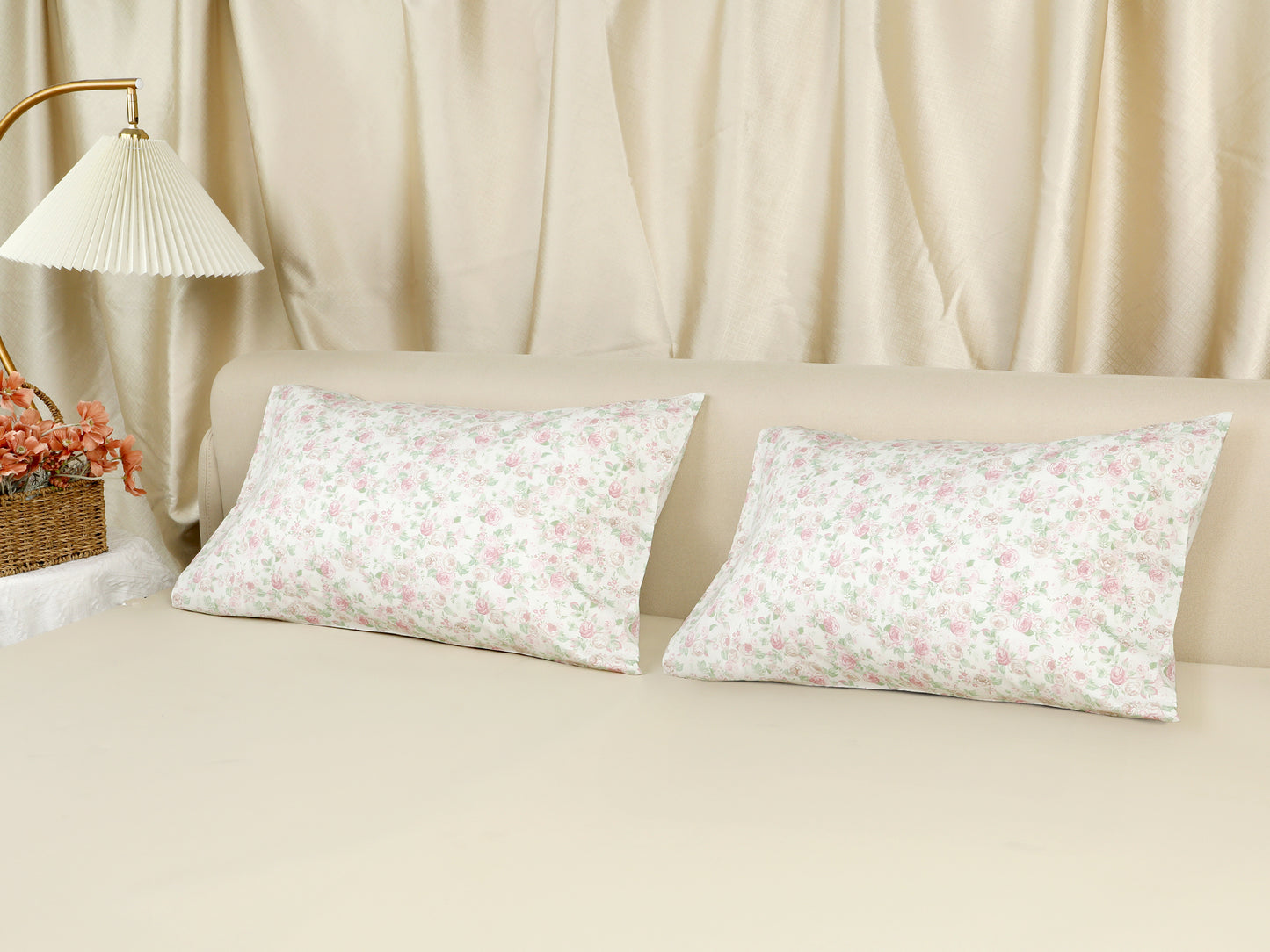 Pillowcase for Hair and Skin, Cotton Floral Pillow Cases Set of 2 with Envelope Closure