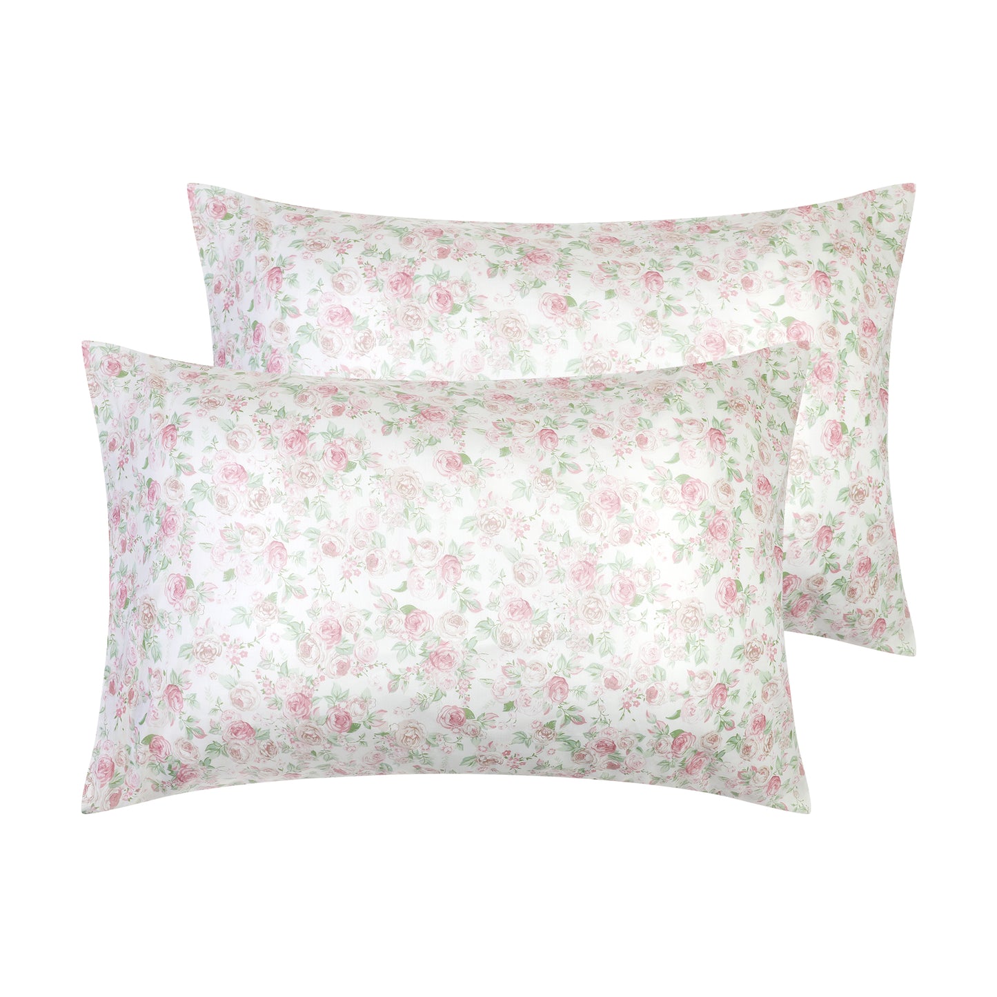 Pillowcase for Hair and Skin, Cotton Floral Pillow Cases Set of 2 with Envelope Closure