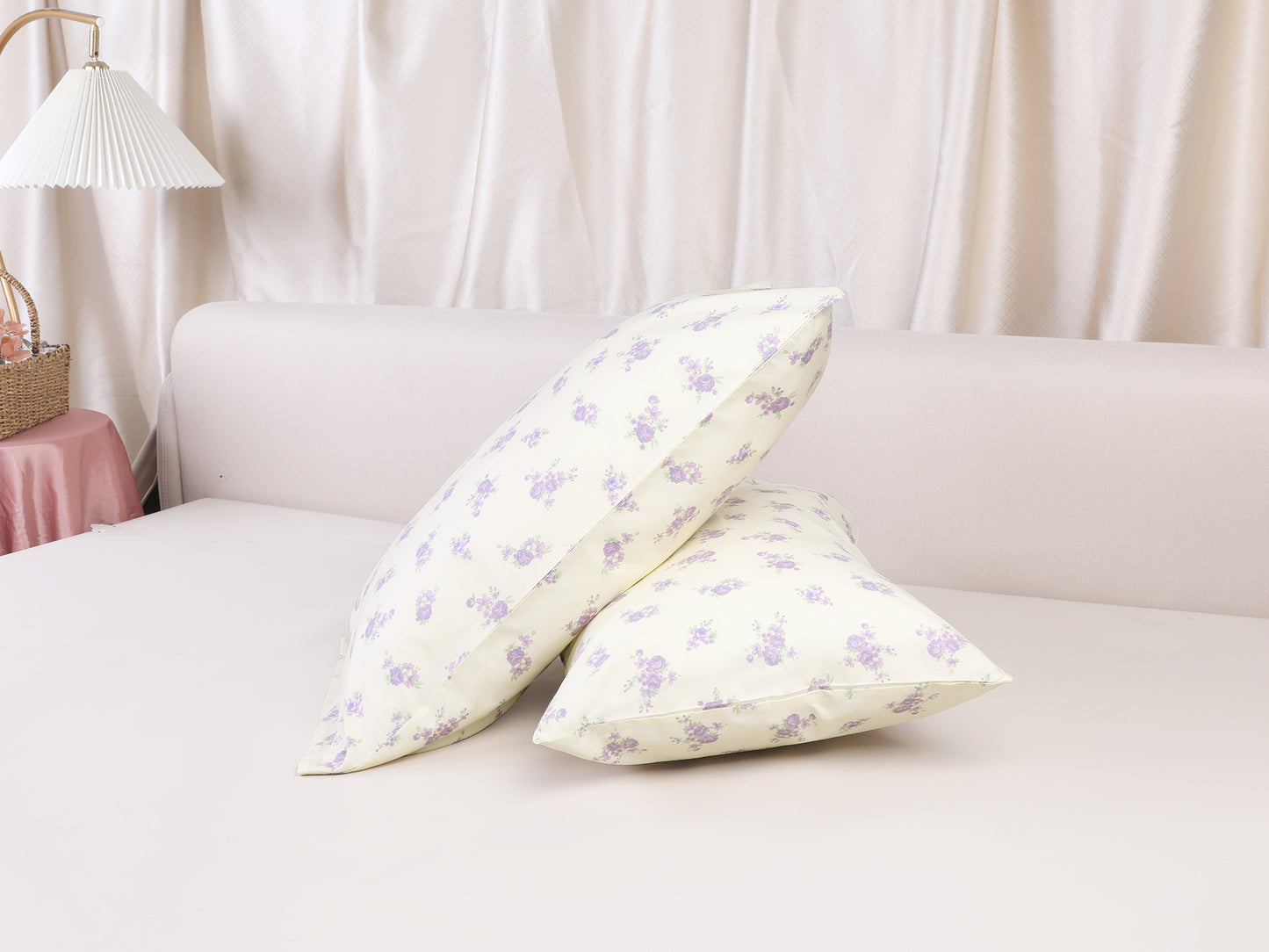 Pillowcase for Hair and Skin, Cotton Floral Pillow Cases Set of 2 with Envelope Closure