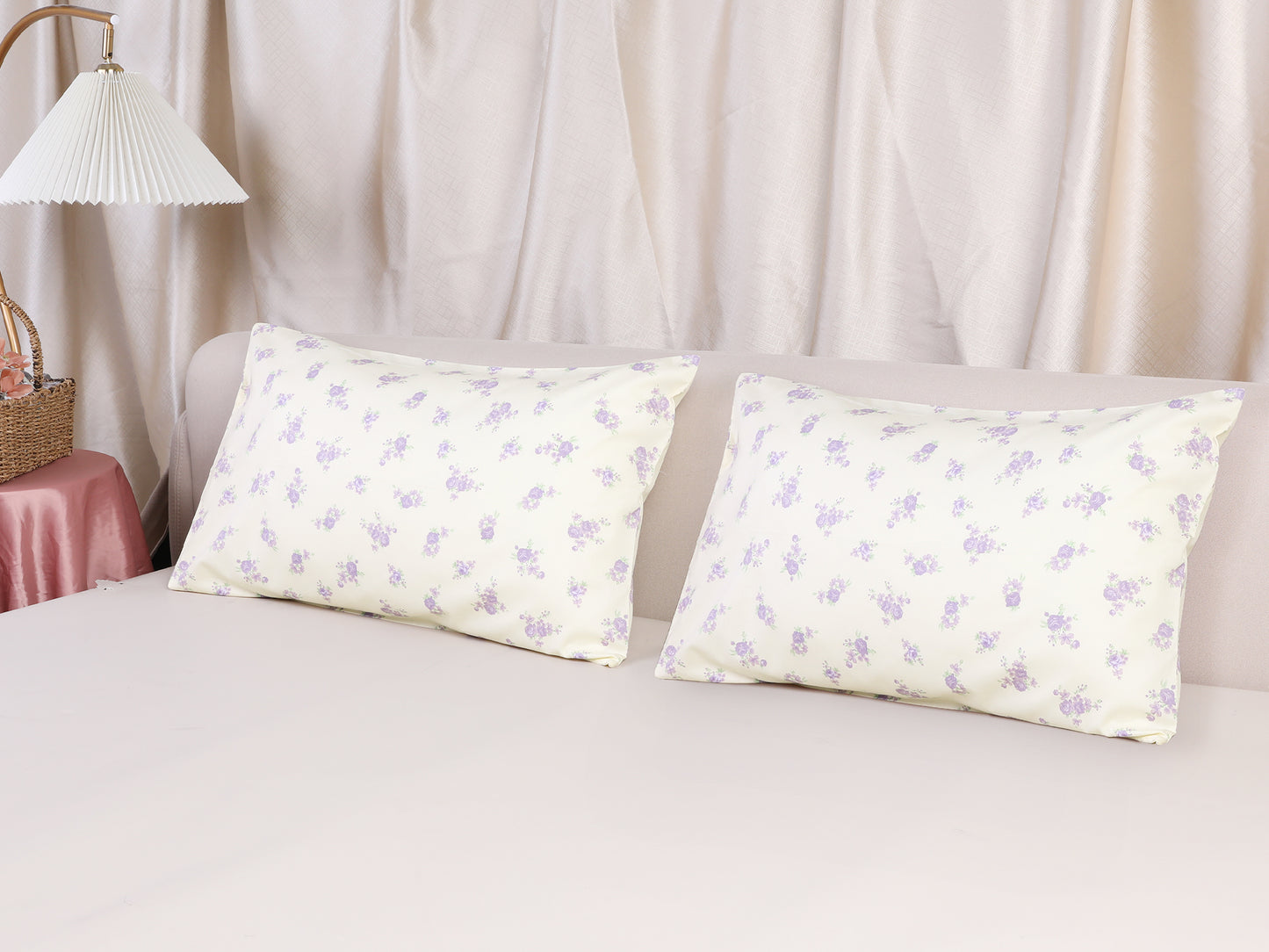 Pillowcase for Hair and Skin, Cotton Floral Pillow Cases Set of 2 with Envelope Closure