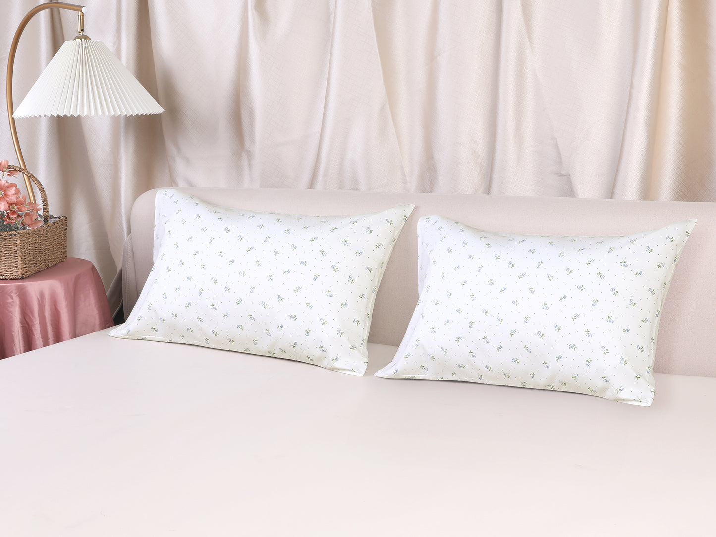 Pillowcase for Hair and Skin, Cotton Floral Pillow Cases Set of 2 with Envelope Closure