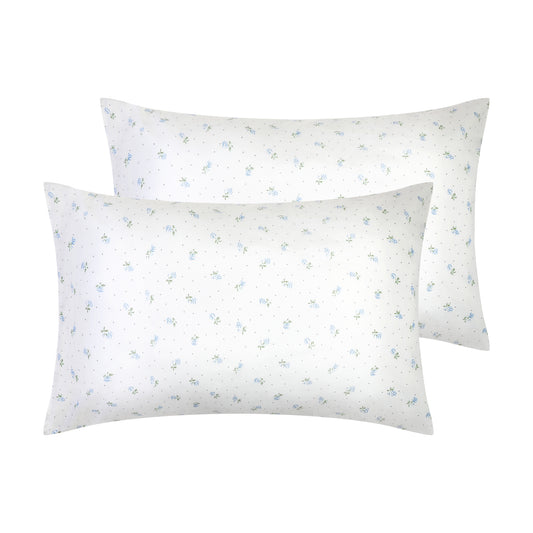 Pillowcase for Hair and Skin, Cotton Floral Pillow Cases Set of 2 with Envelope Closure