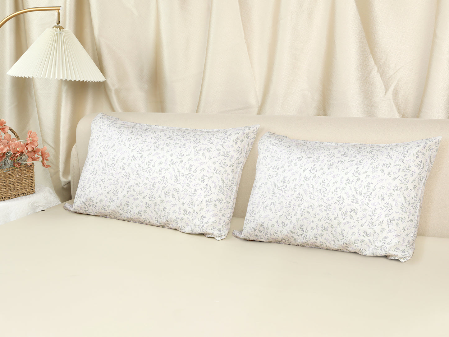 Pillowcase for Hair and Skin, Cotton Floral Pillow Cases Set of 2 with Envelope Closure