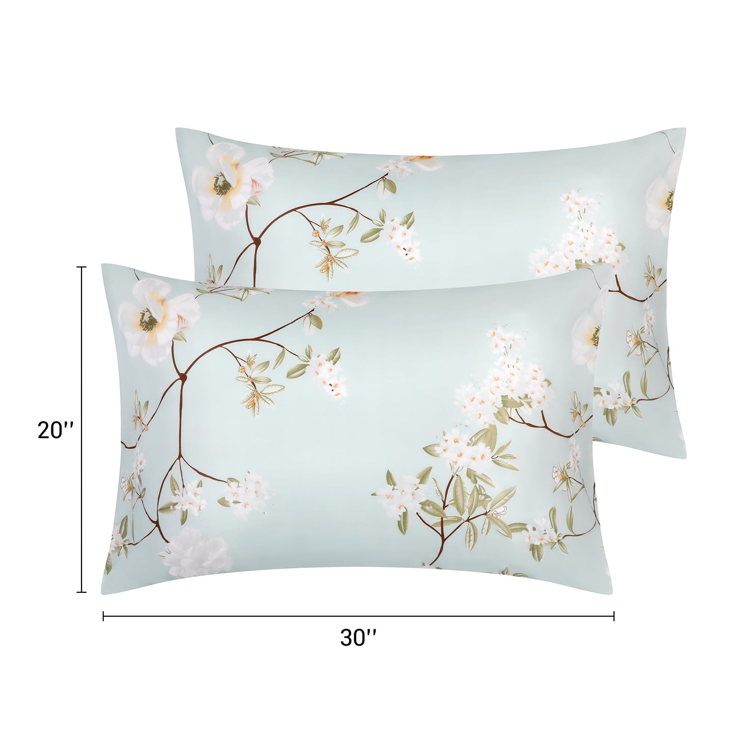 Pillowcase with Envelope Closure, Set of 2 with Floral Pillow Cases for Hair and Skin