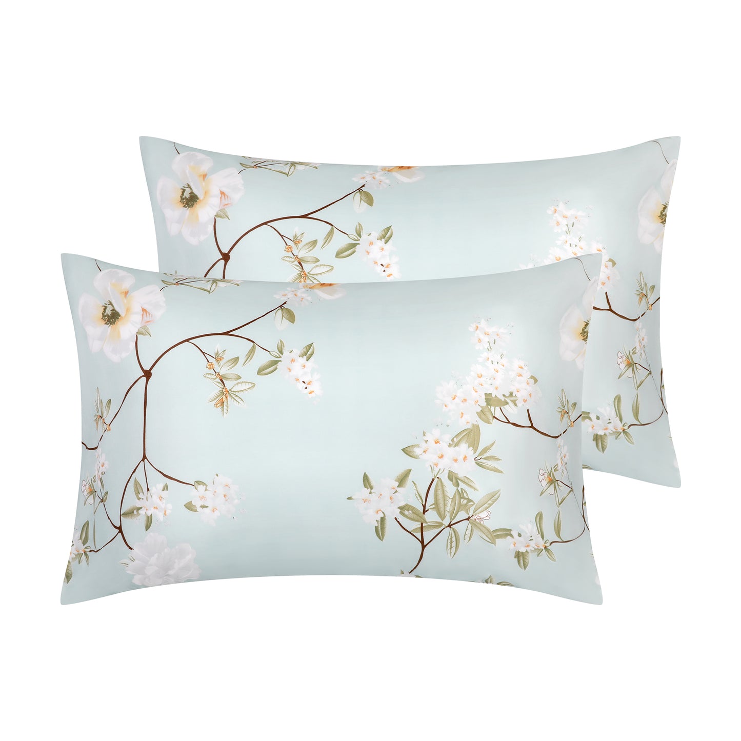 Pillowcase with Envelope Closure, Set of 2 with Floral Pillow Cases for Hair and Skin
