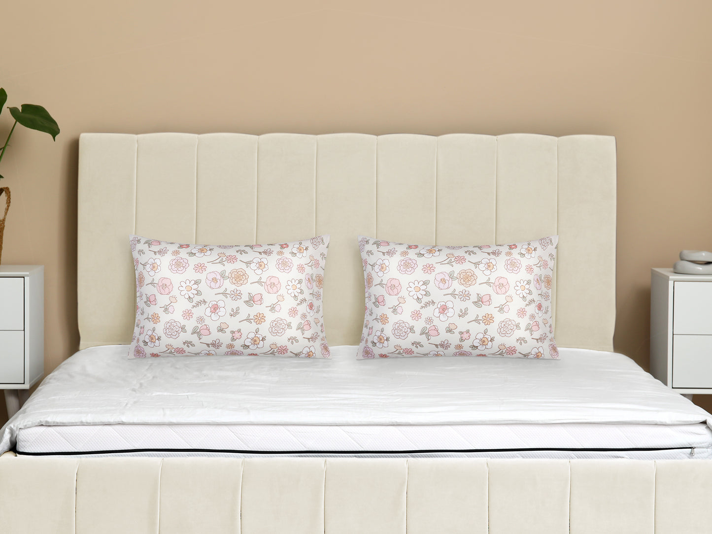 Pillowcase with Envelope Closure, Set of 2 with Floral Pillow Cases for Hair and Skin