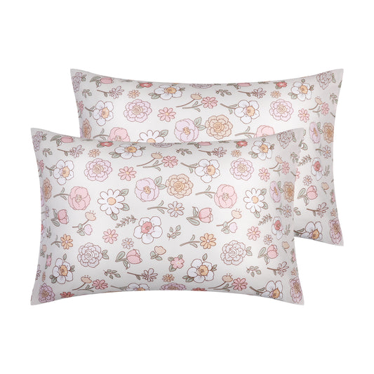 Pillowcase with Envelope Closure, Set of 2 with Floral Pillow Cases for Hair and Skin