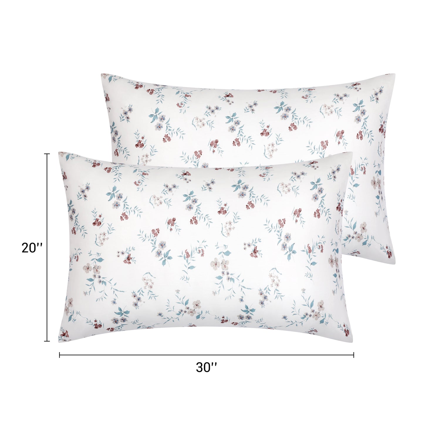Pillowcase for Hair and Skin Breathable, Soft Floral Pillow Cases Set of 2 with Envelope Closure