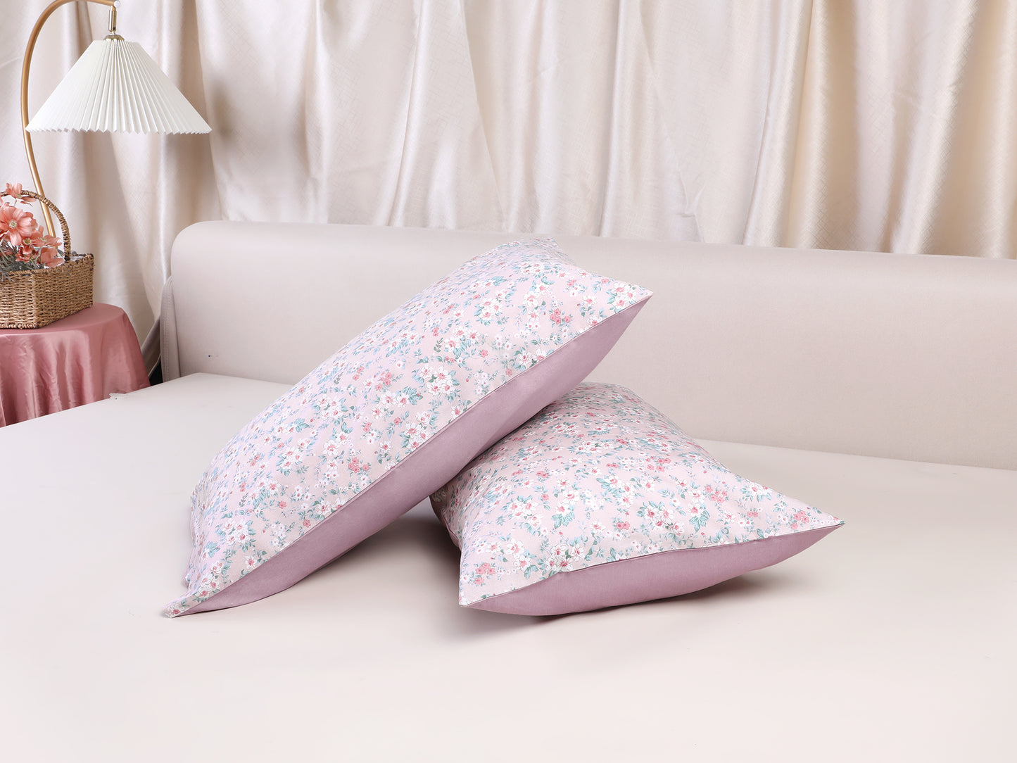 Pillowcase for Hair and Skin Breathable, Soft Floral Pillow Cases Set of 2 with Envelope Closure
