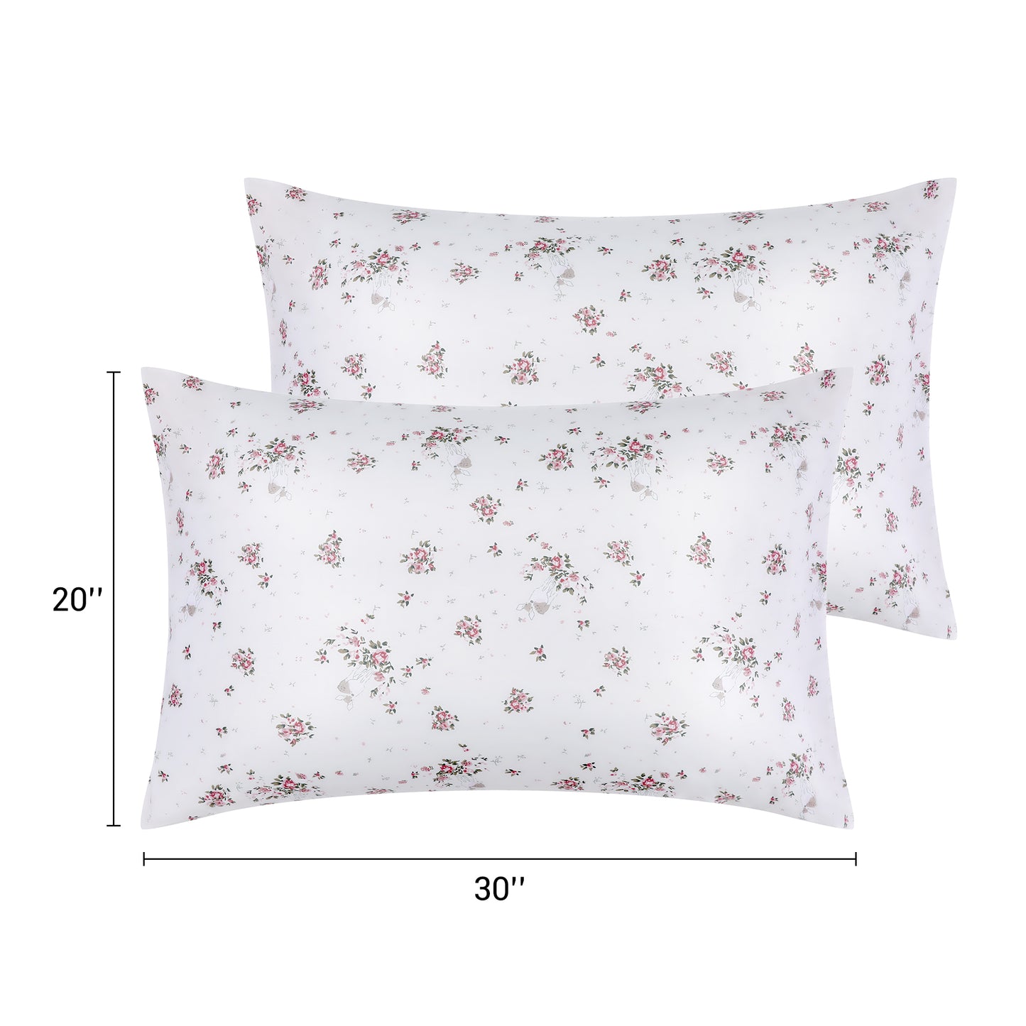 Pillowcase for Hair and Skin Breathable, Soft Floral Pillow Cases Set of 2 with Envelope Closure