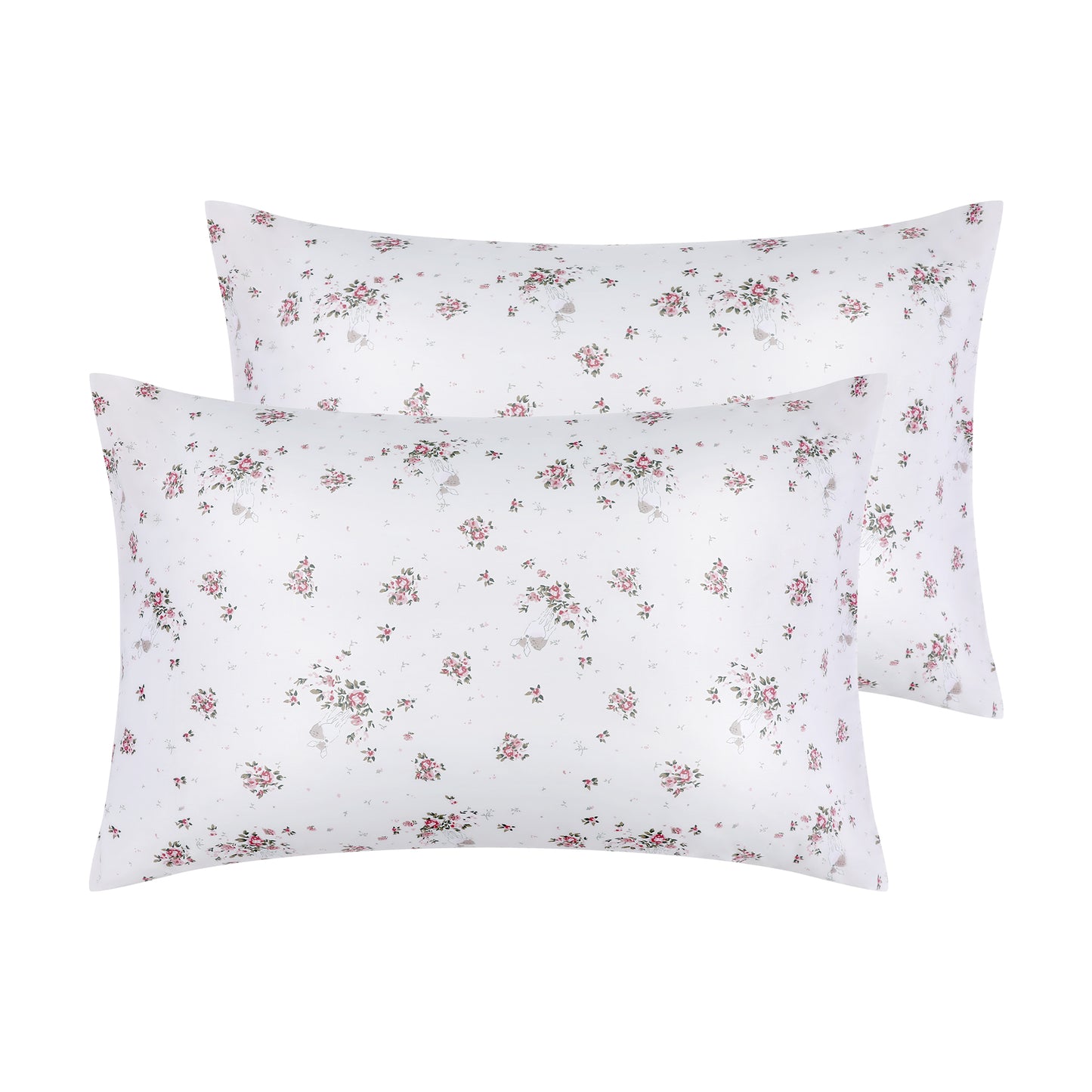 Pillowcase for Hair and Skin Breathable, Soft Floral Pillow Cases Set of 2 with Envelope Closure