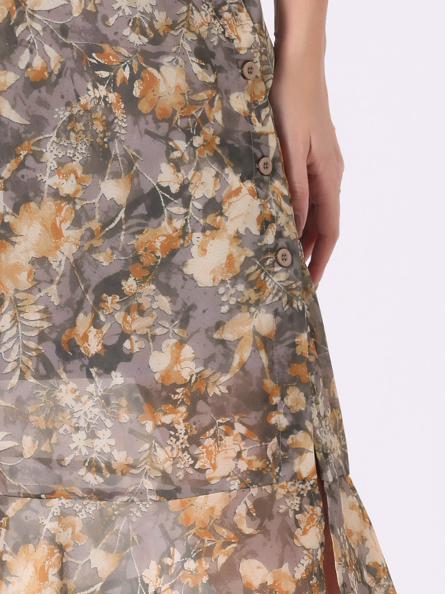 Faldas midi florales para mujer, de verano, con volantes, cintura alta, fluidas, corte A, con abertura hasta la rodilla