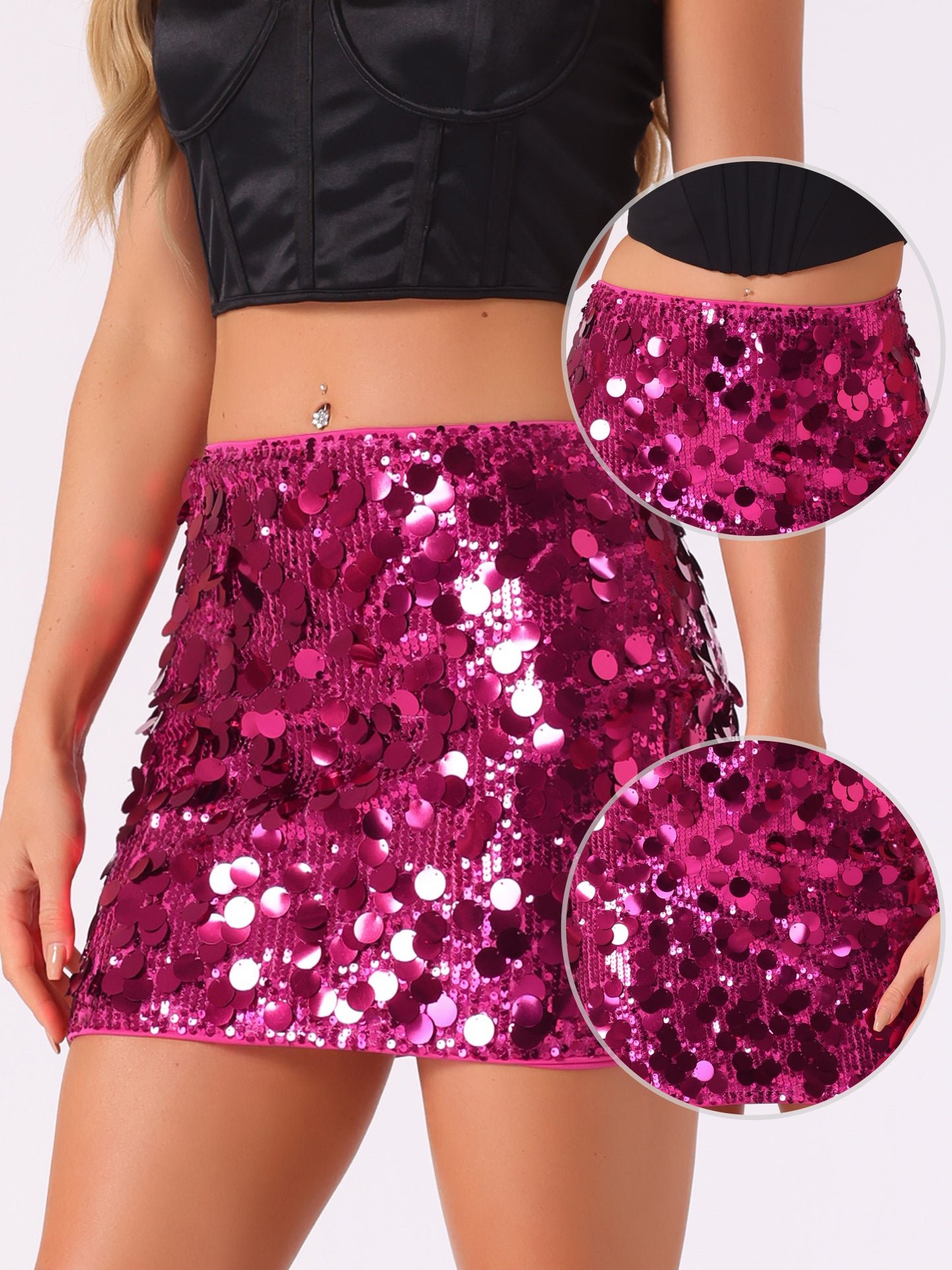 Women's Sparkle Bodycon Night-Out Party Glitter Sequin Mini Skirt