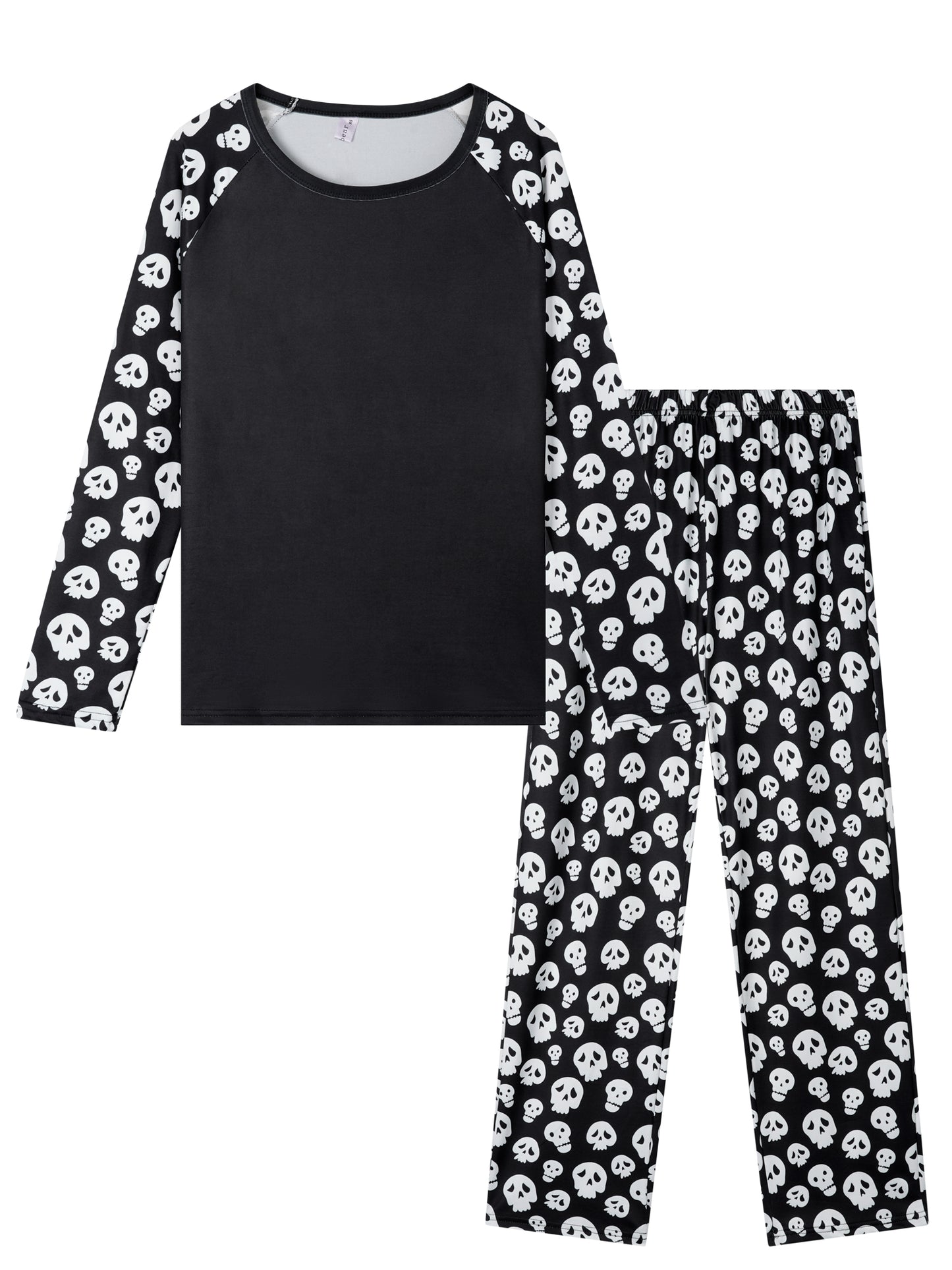 Men's Halloween Family Pajama Set Skull Print Long Pajama Top Matching Sleep Pants