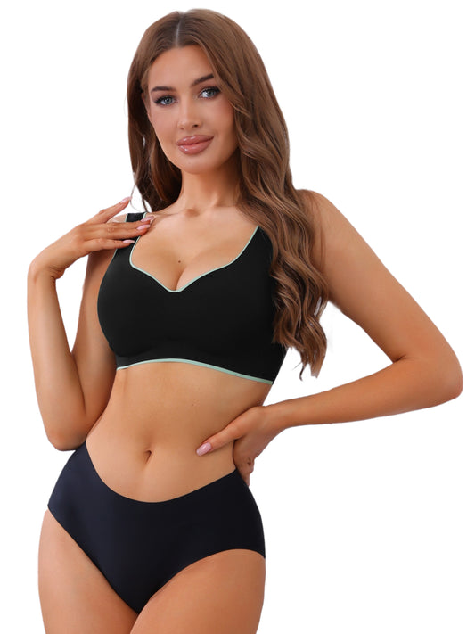 Sujetadores tipo jersey con escote en V y ribete en contraste para mujer Sujetadores sin aros