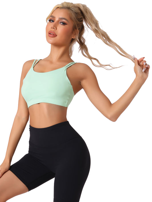 Soutiens-gorge de sport à dos en U pour femmes, bonnets fixes et rembourrés