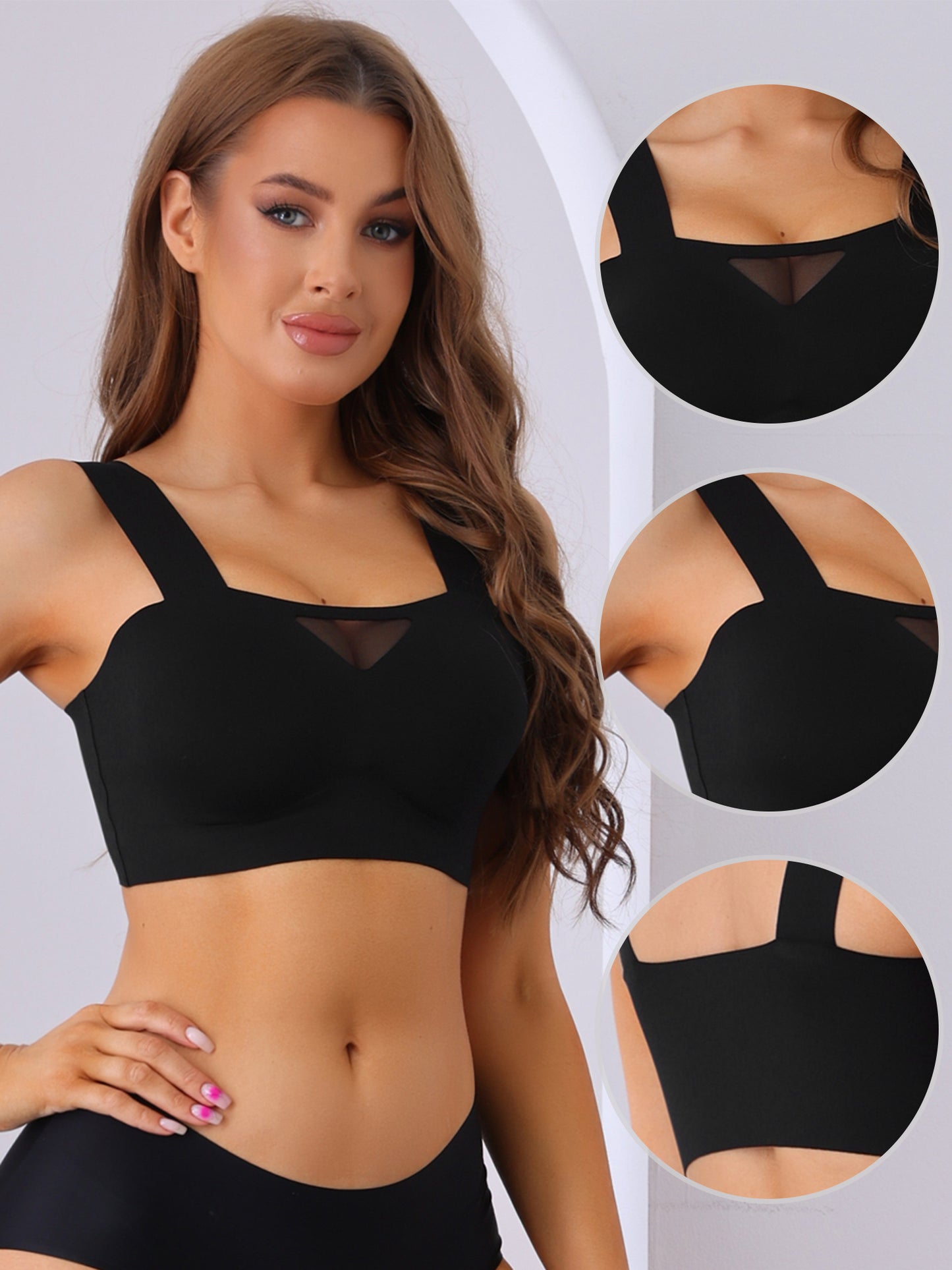 Women's Full-Coverage Mesh Everyday Bralette Push-Up Wirefree Bras