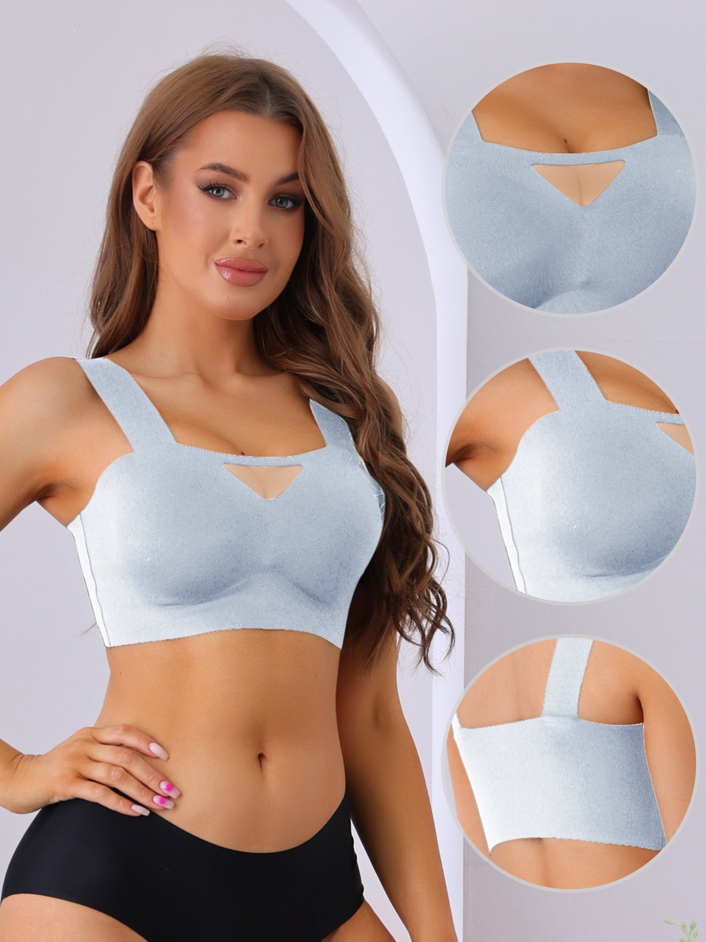 Women's Full-Coverage Mesh Everyday Bralette Push-Up Wirefree Bras