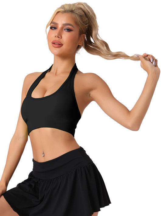 Soutiens-gorge de sport côtelés dos nu pour femmes, sous-vêtements d'entraînement et de fitness