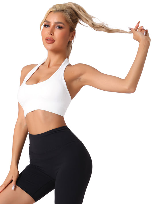 Soutiens-gorge de sport côtelés dos nu pour femmes, sous-vêtements d'entraînement et de fitness