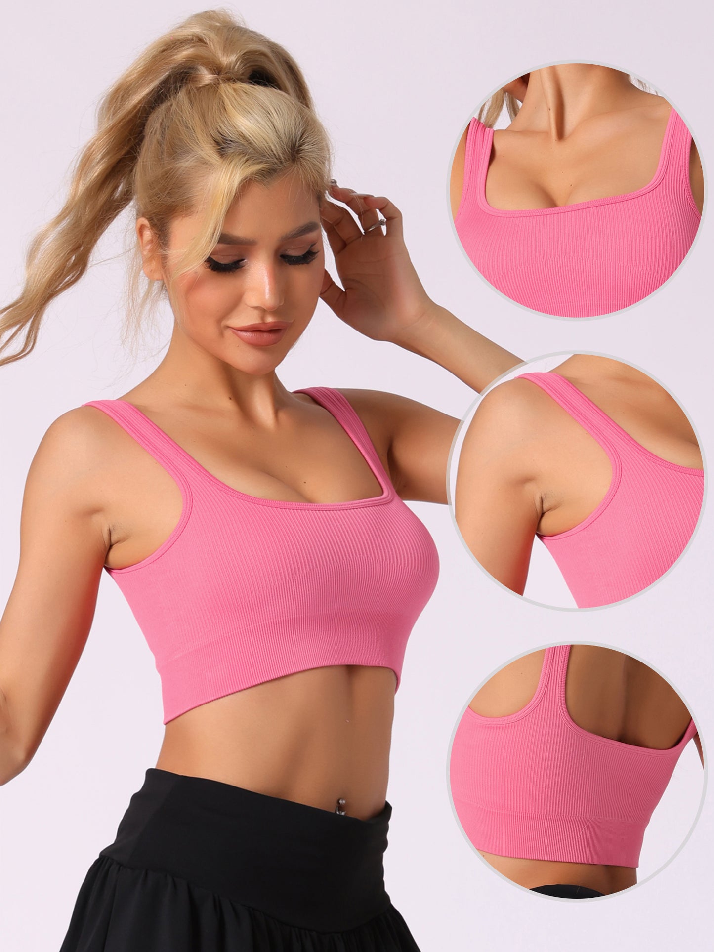 Women's Spaghetti Straps Non-Adjustable Staps Lingerie Ribbed Workout Bras