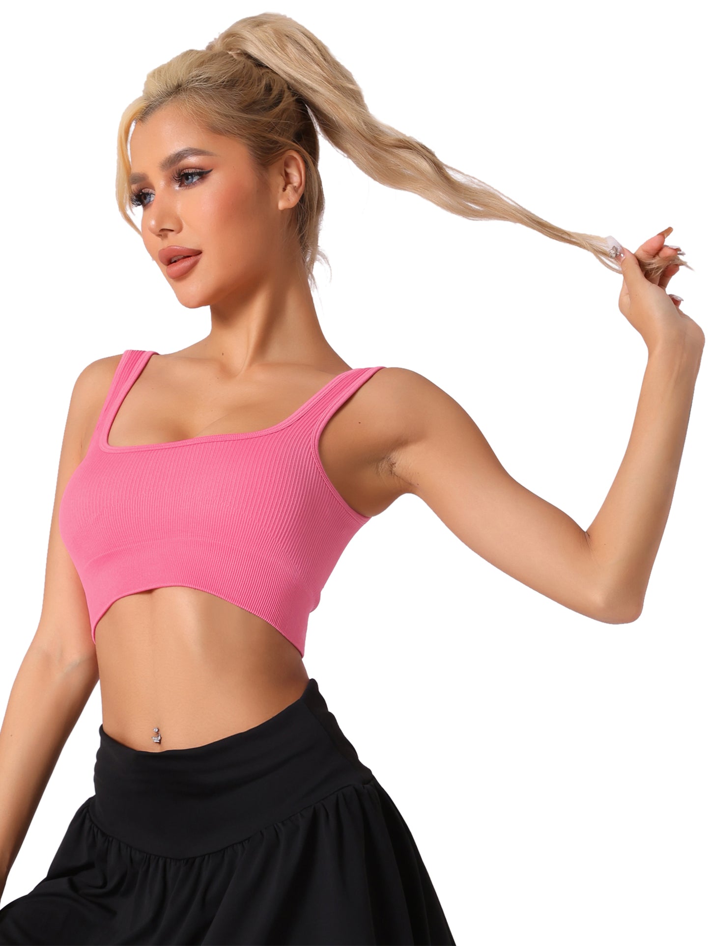 Women's Spaghetti Straps Non-Adjustable Staps Lingerie Ribbed Workout Bras