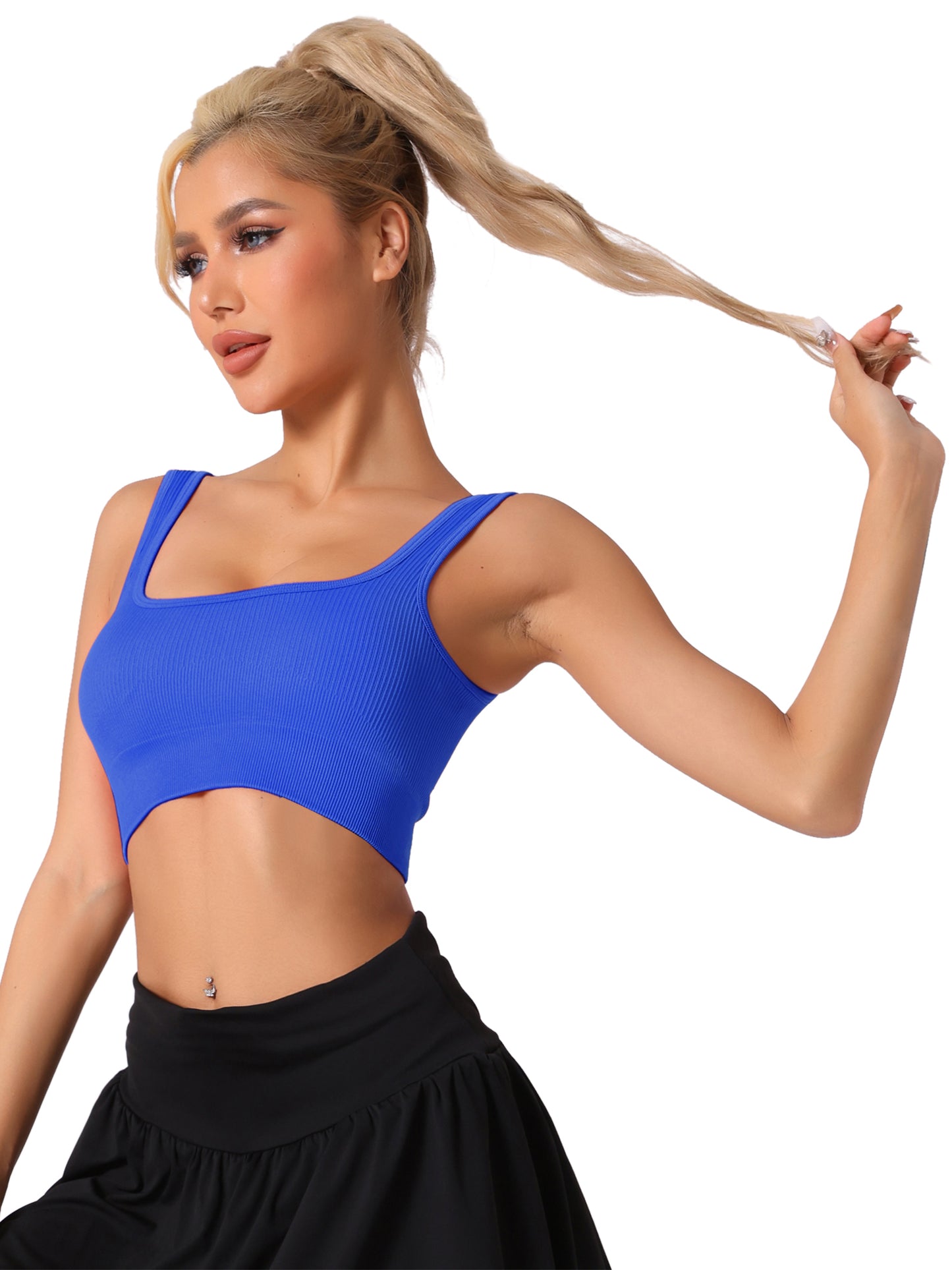 Women's Spaghetti Straps Non-Adjustable Staps Lingerie Ribbed Workout Bras